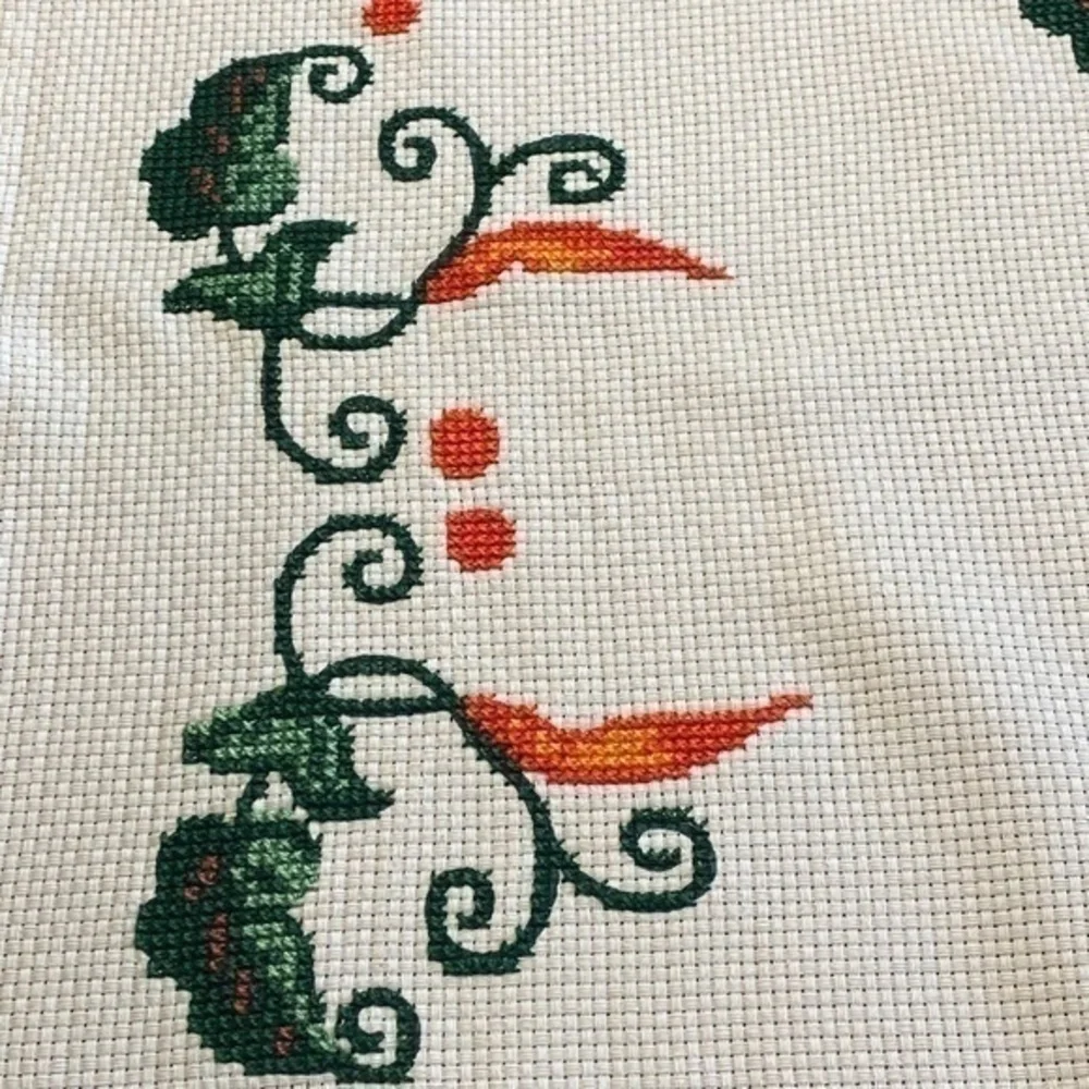 Vintage Handmade Count Cross Stitch Table Runner Table Topper